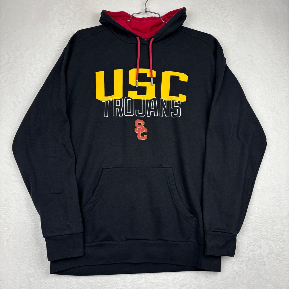 Champion USC Trojans Hoodie Mens Large Black Red Collegiate Sweatshirt CA5-4
